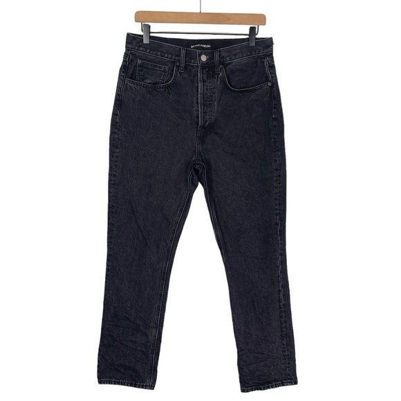 Aritzia Denim Forum Dillon High Rise Slim Jeans 30 Black Button Fly Rigid Denim - Picture 1 of 10